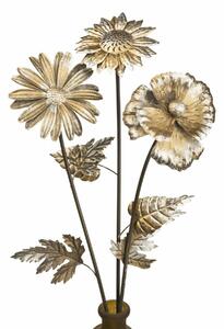 Zapichovacia záhradná dekorácia Flowers, sada 3ks, 74 cm, kov, zlatá