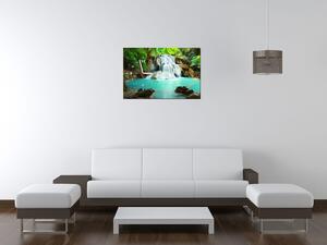Obraz s hodinami Vodopád v Thajsku Rozmery: 100 x 40 cm