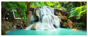 Obraz s hodinami Vodopád v Thajsku Rozmery: 30 x 30 cm