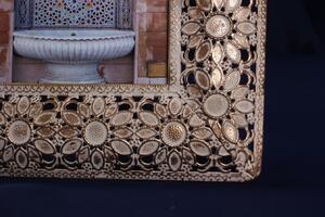 Kovový fotorámik v arabskom štýle - zlatý (18x2x23cm) - orientálny štýl