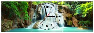 Obraz s hodinami Vodopád v Thajsku - 3 dielny Rozmery: 100 x 70 cm