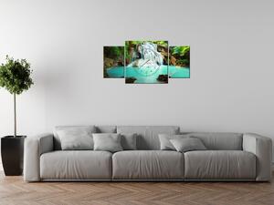 Obraz s hodinami Vodopád v Thajsku - 3 dielny Rozmery: 90 x 30 cm
