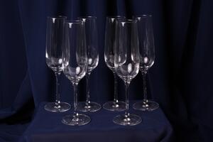 Sklenené stopkové poháre na Šampanské - set 6ks - (214ml) - moderný štýl