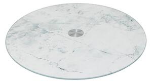 Sklenený otočný servírovací podnos White Marble, (fi) 32 cm