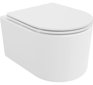Mexen Sofia, závesná WC misa 490x360x355 mm, Rimless Tornádo + WC sedadlo z duroplastu, biela lesklá, 30540300T