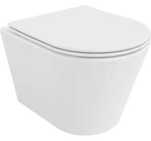 Mexen Rico, závesná WC misa 490x360x370 mm, Rimless Tornádo + WC sedadlo z duroplastu, biela lesklá, 30720400T