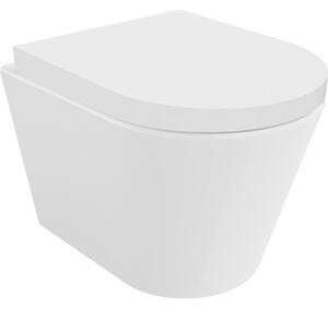 Mexen Rico, závesná WC misa 490x360x370 mm, Rimless Tornádo + WC sedadlo z duroplastu, biela lesklá, 30720200T