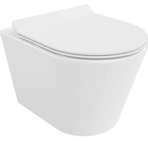 Mexen Rico, závesná WC misa 490x360x370 mm, Rimless Tornádo + WC sedadlo z duroplastu, biela lesklá, 30720100T