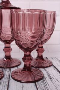Sklenený pohár na víno (250ml) set (6ks) - Vintage - bordový - vidiecky štýl