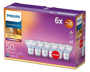SADA 6x LED Stmievateľná žiarovka Philips Warm Glow GU10/3,8W/230V 2200-2700K