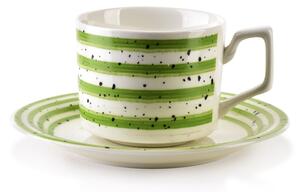 Porcelánová šálka s podšálkou Joy Green 210 ml sada 6ks
