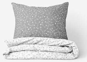 Goldea bavlnené posteľné obliečky - kvietky a motýle so sivou 140 x 200 a 70 x 90 cm
