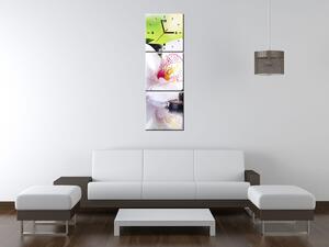 Obraz s hodinami Biela orchidea a kamene - 3 dielny Rozmery: 100 x 70 cm