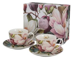 Porcelánová šálka s podšálkou Magnolie 270 ml sada 2ks
