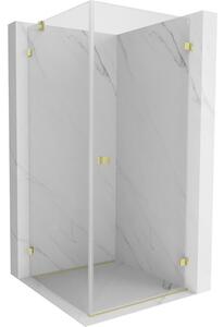 Mexen Lunar-B, pravostranný výklopný sprchový kút 70 x 70 cm, 8mm číre sklo, zlatý kartáčovaný - 832-070-070-55-00-P