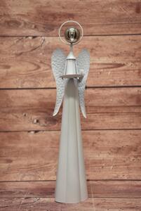Kovový svietnik Anjel - na sviečku (12,5x53x10cm) - vianočný