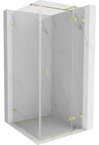 Mexen Lunar T, výklopný sprchový kút pravý 110 x 110 cm, 8mm číre sklo, zlatý kartáčovaný - 834T-110-110-55-00-P