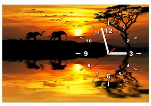 Obraz s hodinami Afrika Rozmery: 60 x 40 cm