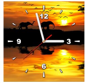 Obraz s hodinami Afrika Rozmery: 100 x 40 cm