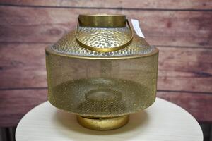 Plechový lampáš so sklom (30x30x29,5cm) - zlatý - vidiecky štýl