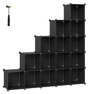 SONGMICS Variabilný plastový regál s 16 boxami 30 x 30 cm čierny