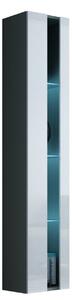 Vitrína 180 Zigo New, Osvetlenie: osvetlenie LED biele, Farby: šedý / šedý lesk Mirjan24 5902928695991