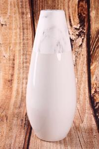 Keramická váza - biela mramorová valcová (11,4x11,4x28,2cm) - moderný štýl