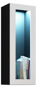 Vitrína 90 sklo Zigo, Osvetlenie: osvetlenie LED modré, Farby: čierny / čierny lesk Mirjan24 5902928731576