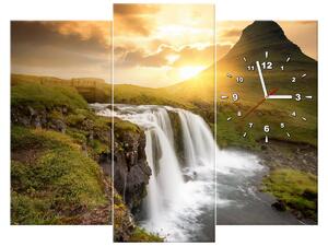 Obraz s hodinami Islandská krajina - 3 dielny Rozmery: 90 x 70 cm