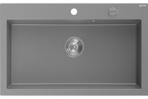 Mexen Elix, 1-korový granitový drez 800 x 500 mm, šedá, chrómový sifón, 6527801005-71