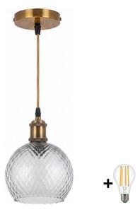 BRILAGI - LED Luster na lanku RETRO GLASS 1xE27/60W/230V pr. 25cm zlatá/dymová sivá