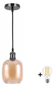 BRILAGI -LED Luster na lanku RETRO GLASS 1xE27/60W/230V pr. 14cm čierna/dymovo-hnedá