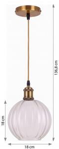 BRILAGI - LED luster na lanku RETRO GLASS 1xE27/60W/230V priemer 18 cm zlatá/číra