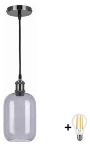 BRILAGI -LED Luster na lanku RETRO GLASS 1xE27/60W/230V pr. 14 cm čierna/dymová sivá