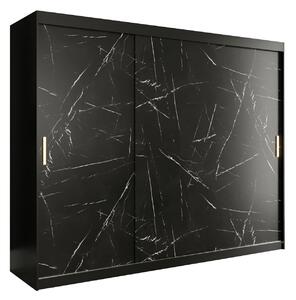 Skriňa s posuvnými dverami Nonnus 250 T, zásuvka: áno, Farby: čierna matná / biela mramor Mirjan24 5903211111563