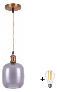 BRILAGI -LED Luster na lanku RETRO GLASS 1xE27/60W/230V pr. 14 cm zlatá/dymovo sivá