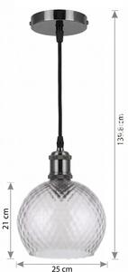 BRILAGI - LED luster na lanku RETRO GLASS 1xE27/60W/230V pr. 25 cm čierna/dymovo sivá