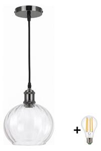 BRILAGI - LED Luster na lanku RETRO GLASS 1xE27/60W/230V pr. 25 cm čierna/číra