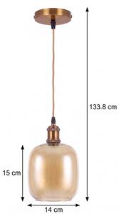 BRILAGI -LED Luster na lanku RETRO GLASS 1xE27/60W/230V pr. 14cm zlatá/dymová hnedá
