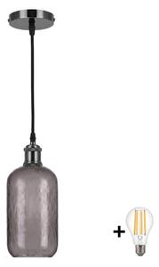 BRILAGI -LED Luster na lanku RETRO GLASS 1xE27/60W/230V priemer 14 cm čierna/dymová sivá