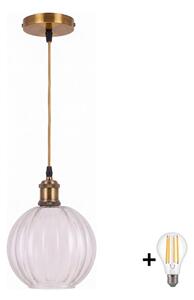 BRILAGI - LED luster na lanku RETRO GLASS 1xE27/60W/230V priemer 18 cm zlatá/číra