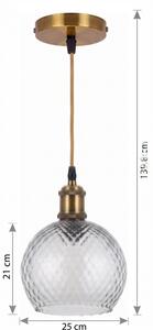 BRILAGI - LED Luster na lanku RETRO GLASS 1xE27/60W/230V pr. 25cm zlatá/dymová sivá