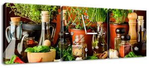 Obraz s hodinami Zeleninové prísady - 3 dielny Rozmery: 100 x 70 cm