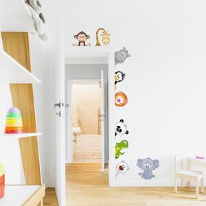 INSPIO-textilná prelepiteľná nálepka - Nálepka na stenu- Zvieratká zo ZOO okolo dverí