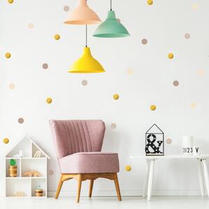 INSPIO-textilná prelepiteľná nálepka - Guličky v 16 farbách do izby, nálepky na stenu