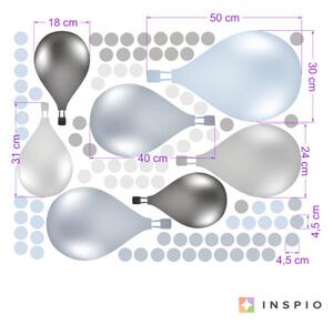 INSPIO-textilná prelepiteľná nálepka - Samolepiace balóny v nórskom štýle v modrej farbe