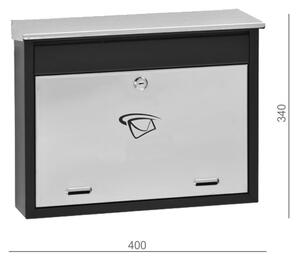Kovian-Prod Poštovní schránka (400x340x100mm) nerez / černá, max. formát listu: C6, le
