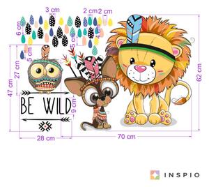 INSPIO-textilná prelepiteľná nálepka - Nálepka na stenu - zvieratká Be Wild