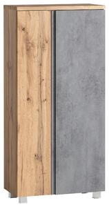 STREDNE VYSOKÁ SKRINKA, dub wotan, grafitová, 65/130/35 cm Held - Kúpeľňové skrinky, Online Only