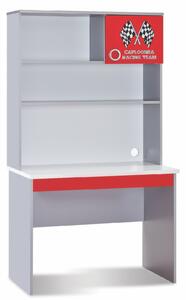Písací stôl s USB Grand Prix - šedá/červená/biela